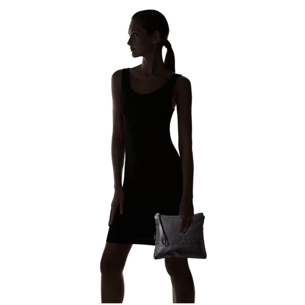 Pistil Black Have We Met? Textured Pouch Wristlet Bag with Leather Accent - Picture 13 of 13